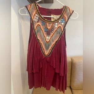 Free People Embroidered + Beaded Top